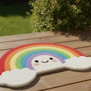 Smiling Rainbow Kids Tufted Rug