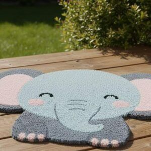 Smiling Elephant Kids Tufted Rug